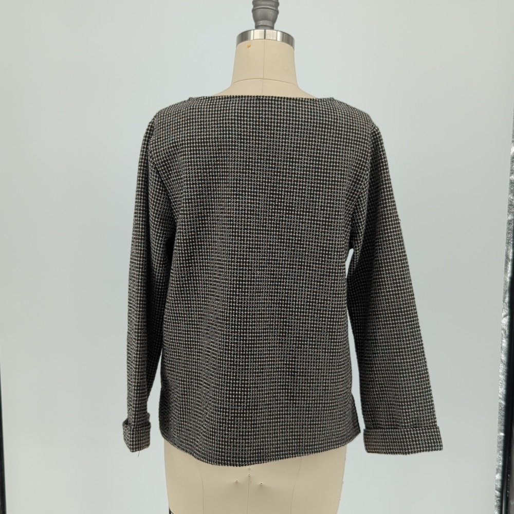 Women's Tweed Boxy Shirt Top Black White M preppy Business casual retro hipster - Picture 2 of 3